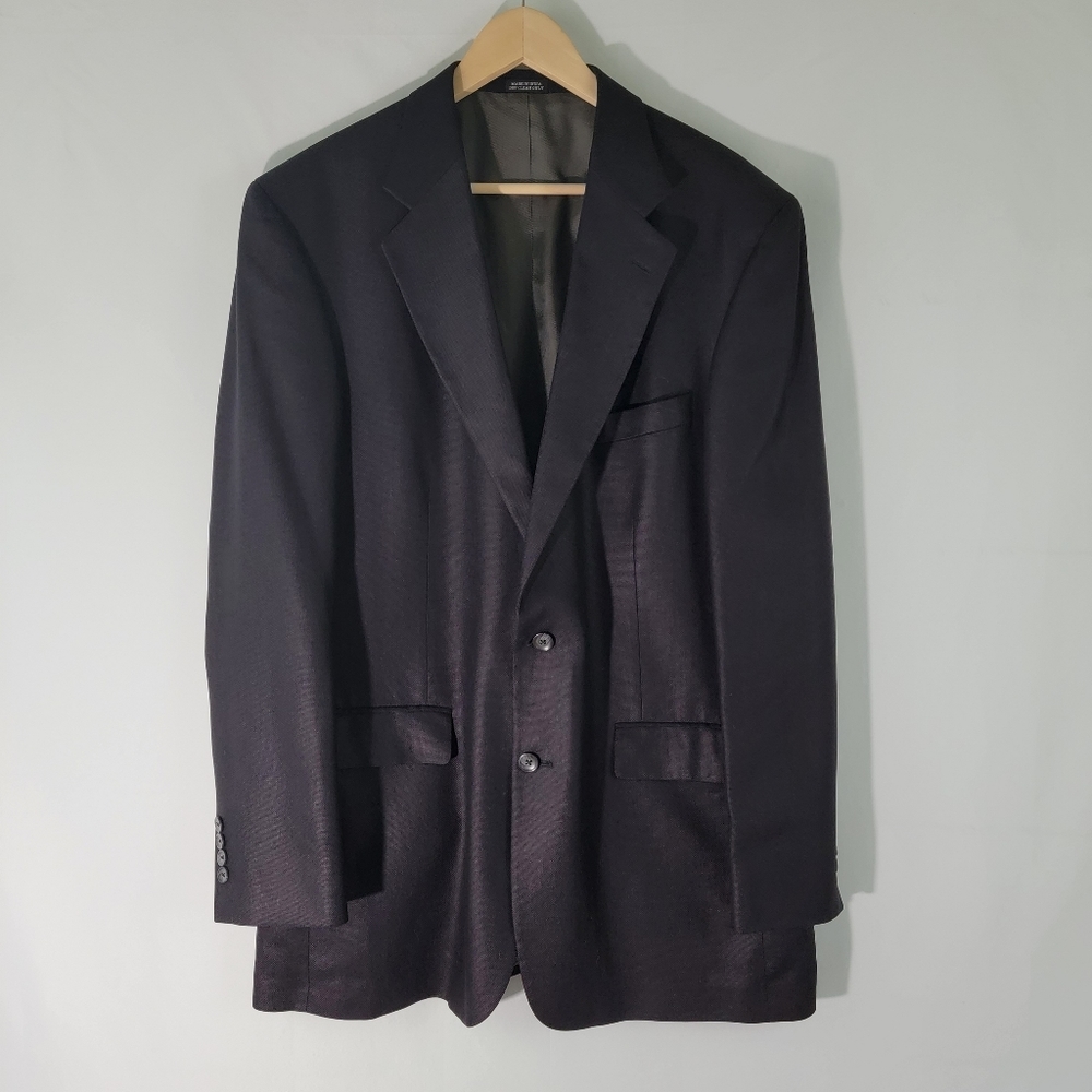 OSCAR DE LA RENTA Men's Black 100% Silk Single Breasted Sport Coat Sz 44 L